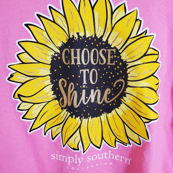 NWT Simply Southern Choose to Shine Pink Graphic Tee Sunflower Medium - Picture 3 of 9